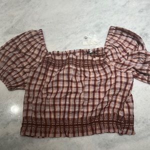NWT L Madewell Seersucker Jeanette Top in Plaid